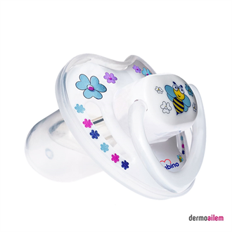 Bambino Desenli Kapaklı Damaklı Emzik 18+ Ay No:3 Mor Fil