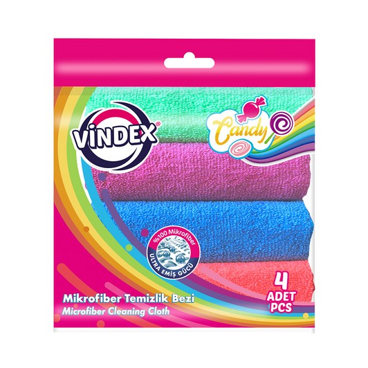 Vindex Candy Mikrofiber Temizlik Bezi 4 lü Opp li