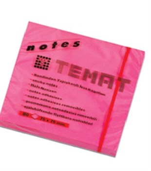 Temat Yapışkanlı Not Kağıdı 75x75 MM Fosforlu Pembe 10612