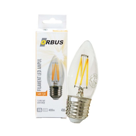 Orbus Led Filament  C37 Ampul 4 watt E27 Amber