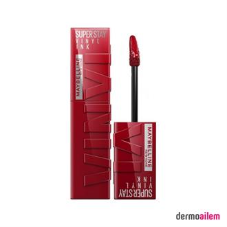 Maybelline New York Super Stay Vinyl Ink Uzun Süre Kalıcı Kırmızı Tonlu Likit Parlak Ruj 10 Lippy