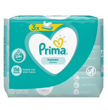 Prima Pampers Islak Havlu Hassas Ciltler İçin 3'lü  Fırsat Paketi