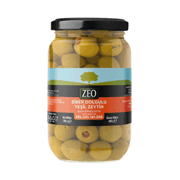 Zeo Biber Dolgulu Yeşil Zeytin 3XL-2XL 400 G