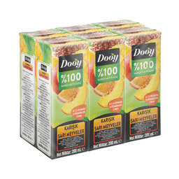 Dooy Sarı Meyveli Meyve Suyu %100 6x200 Ml