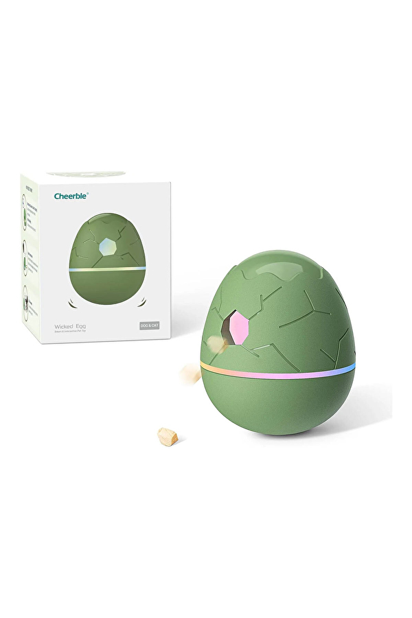 Cheerble Şarjlı Akıllı İneraktif Kedi & Köpek Yumurta Oyuncağı, Yeşil 8 x 8 x 10
