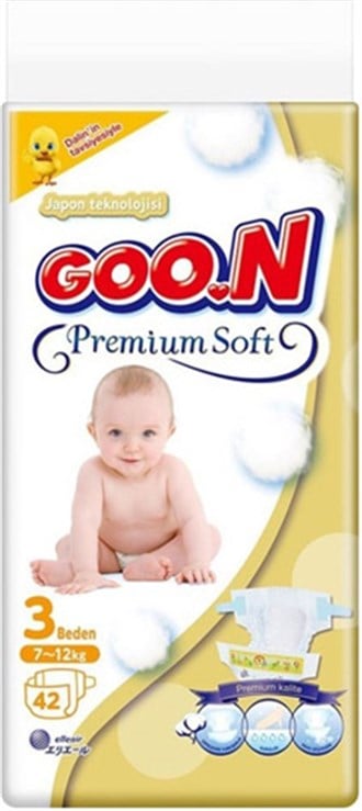 Goon Bebek Bezi Premium Soft 3 Beden Jumbo Paket 42 Adet