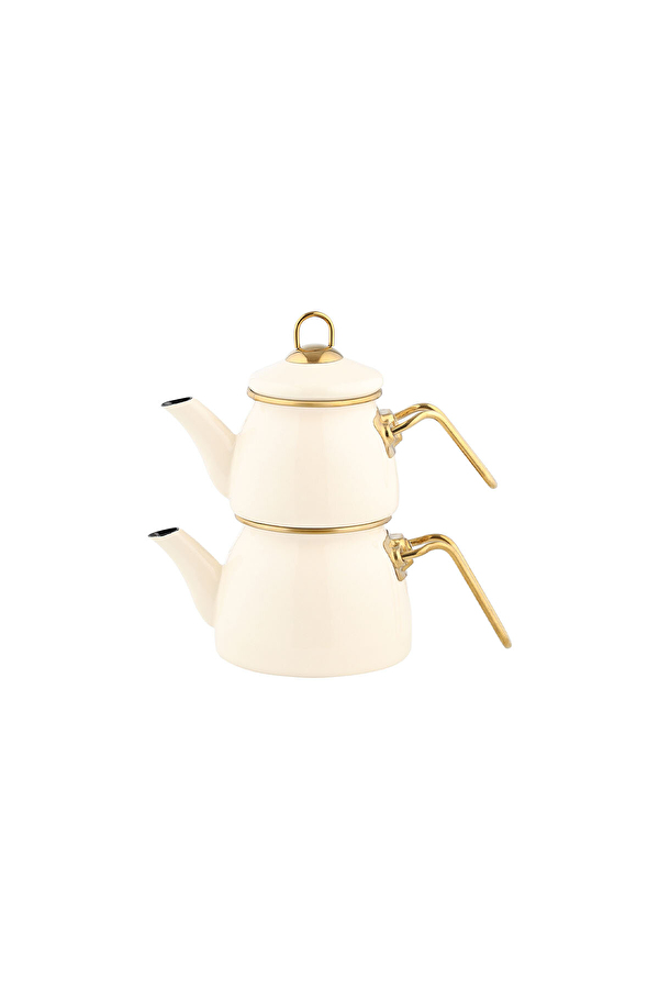 Hometime Emaye Çaydanlık Krem 1,3 L + 0,7 L