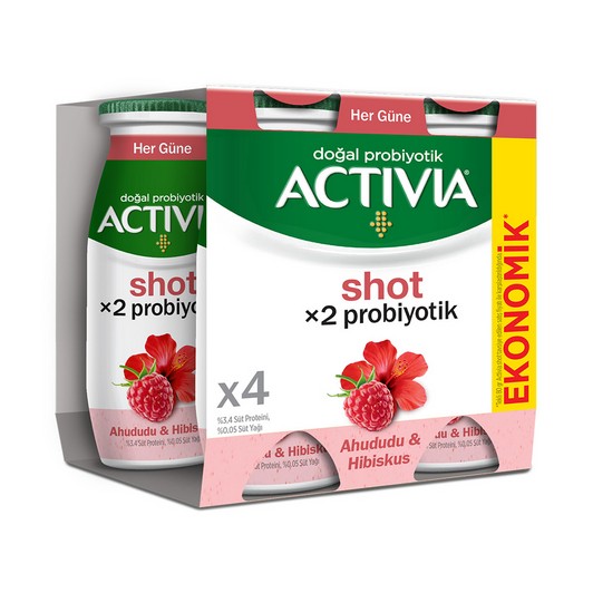 Danone Activia Probiyotik Shot Ahududu & Hibiskus 4X80 ml