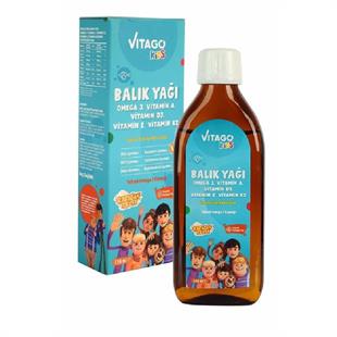 Vitago Kids Balık Yağı Omega 3 Vitamin A D3 E K2 İçeren Şurup 150 ml