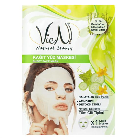 Vien Kağıt Yüz Maskesi Salatalık Özü + Arındırıcı + Detoks