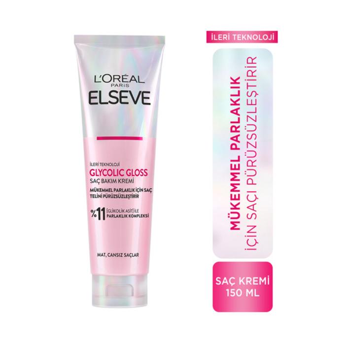 Elseve Glycolic Gloss Mükemmel Parlaklık için Pürüzsüzleştirici Saç Kremi 150ml