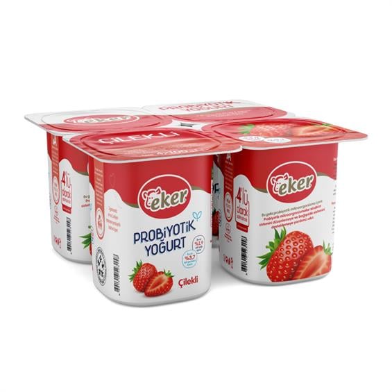 Eker Probiyotik Yoğurt 4'lü 100 gr Çilekli